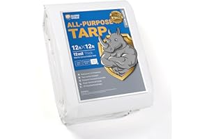 GUARD SHIELD White Tarps Heavy Duty Waterproof 12x12 Feet Large Thick Tarp Cover 12mil