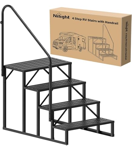 Labwork 4 Step RV Steps With 2 Handrails W/Step Mat 660 Lbs Load ...
