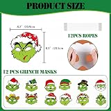 COSORO 12pcs Kids Grinch Paper Masks Christmas Party Bag Fillers Costume Toy view 2