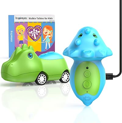 Inspireyes Kids Walkie Talkies Dino Cars 2 Pack Age 3 5 7 USB-C Rechargeable