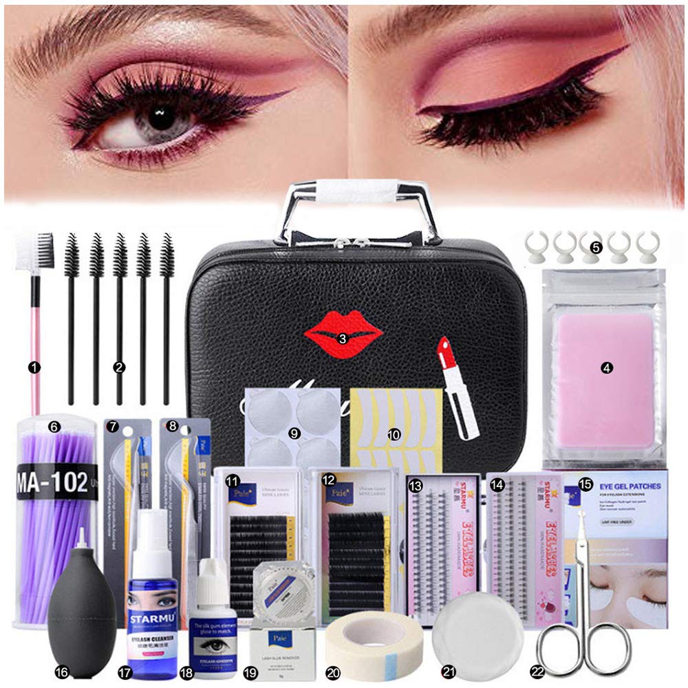 EBANKU 22PCS False Eyelashes Extension Practice Exercise Set, Professional Flat Mannequin Training Makeup Eyelash Grafting Training Tool Kit for Practice Eye Lashes Graft