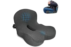 Seat Cushion,Car Seat Cushion with Lumbar Support for Back Pressure Relief,Office Chair Cushion with Adjustable Strap,Sciatic