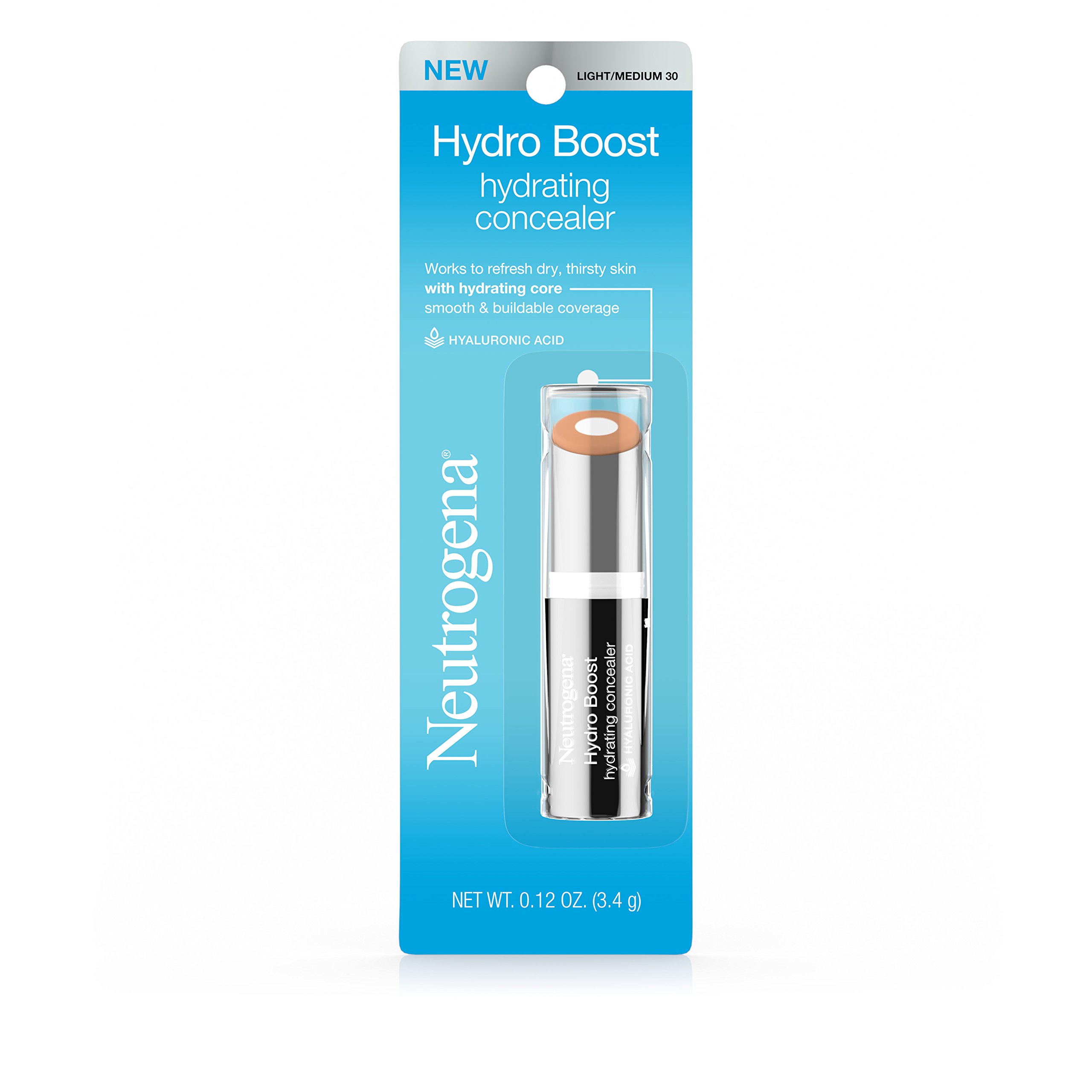 Neutrogena Hydro Boost Hydrating Concealer, 30 Light/Medium 0.12 Oz