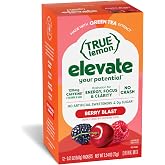True Lemon Elevate Berry Blast Energy Drink Hydration Packets, 12 ct | No crash energy drink powder for focus &amp; clarity, 120 mg green tea caffeine, 600 mg electrolytes, 100% DV of Vitamin C