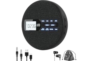 M-Amazup CD Player Portable, Rechargeable Portable CD Player with Dual Speakers and Anti Skip,CD,Dual Bluetooth,FM Transmission,USB,AUX,LCD Display,Backlit Button,Repeat,10 Speeds,Fabric Black