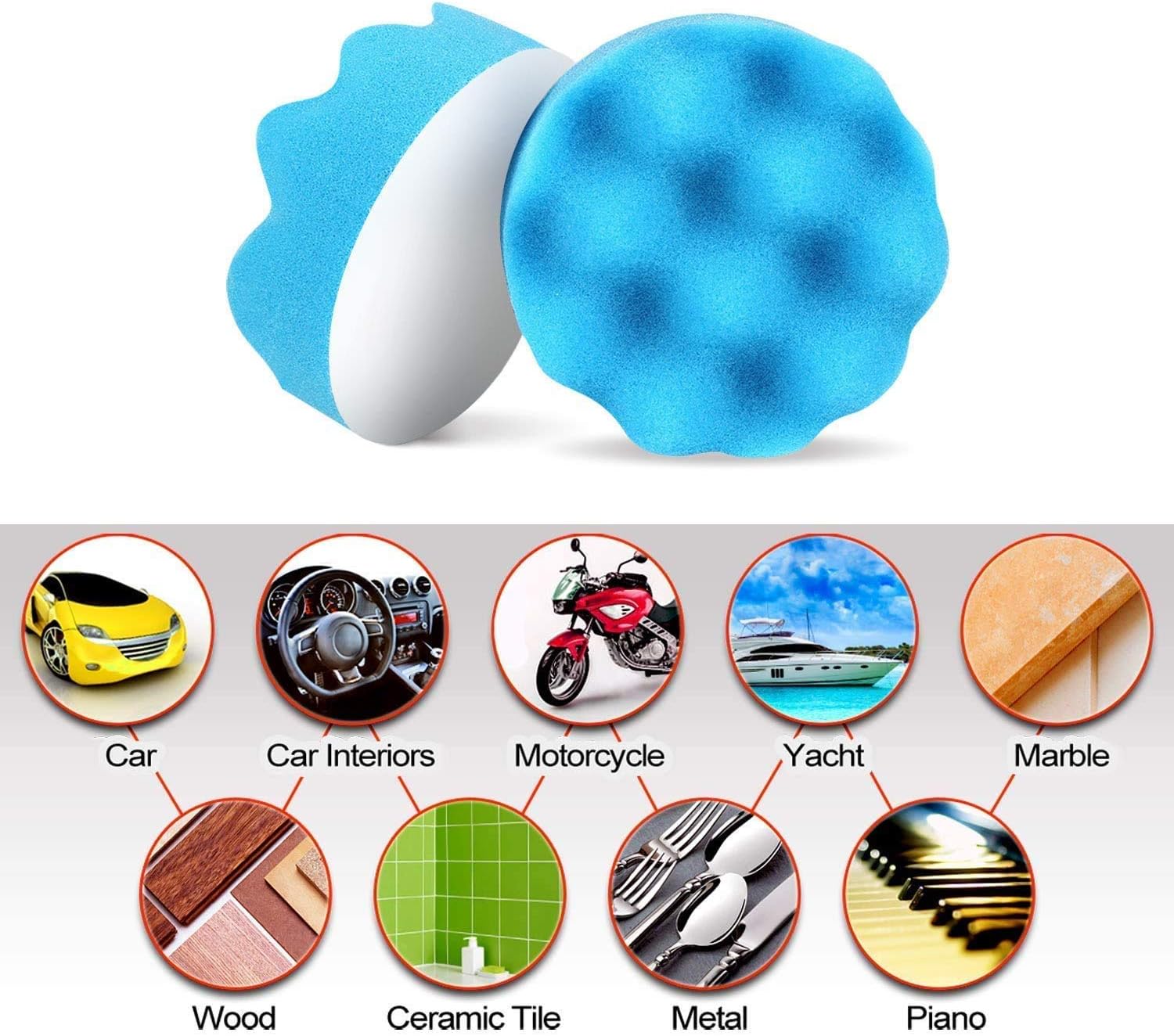 5 inch VONDERSO 17Pcs Polishing Pads, Buffing Pads and Wool Buffing Pad, Suction Cup for Car Sanding, Polishing, Waxing, Power Drill Cleaning Attachment Set: Home Improvement