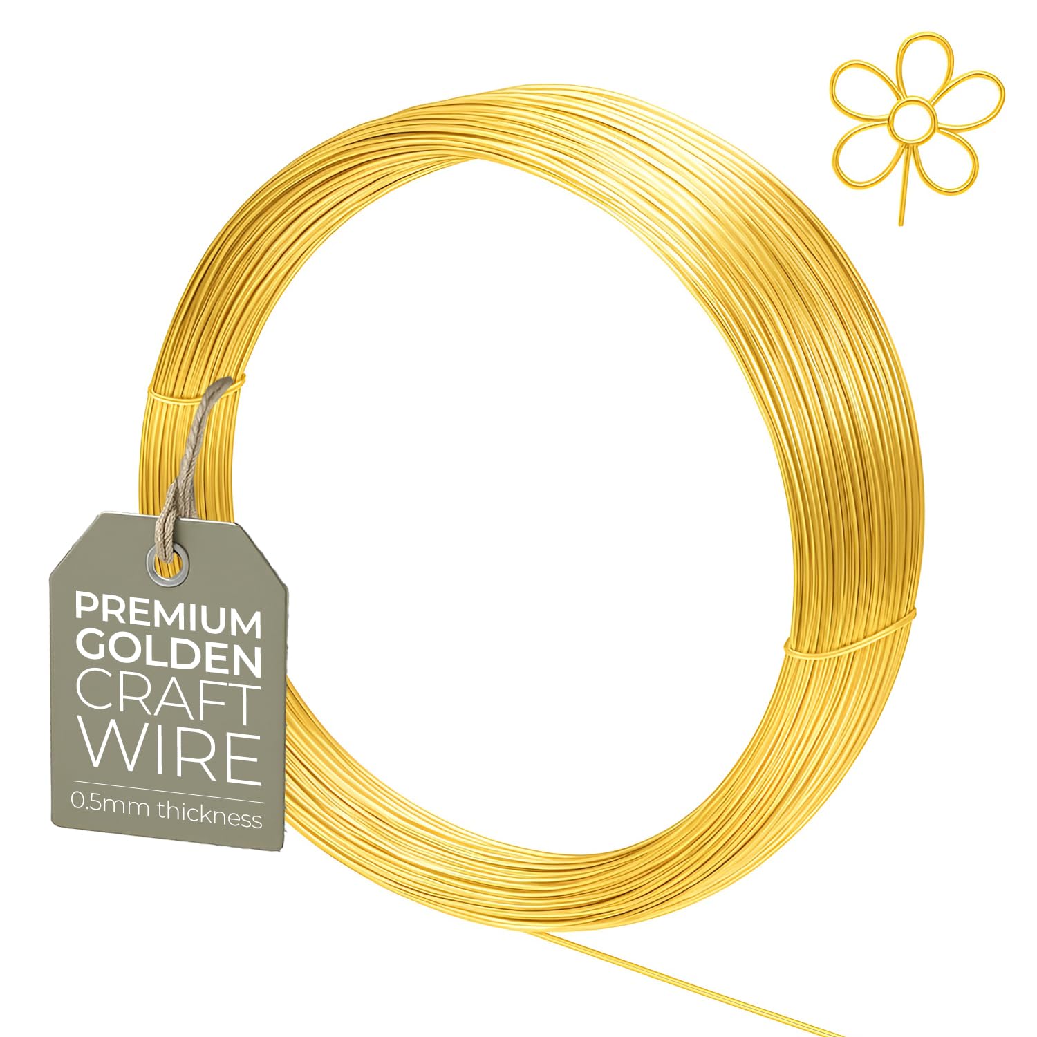 0.5mm (24 Gauge) x 15m Gold Colour Non-Tarnish Craft Wire for Jewellery, Wire Wrapping, Sculpting, Hobby Craft, Wire Modelling