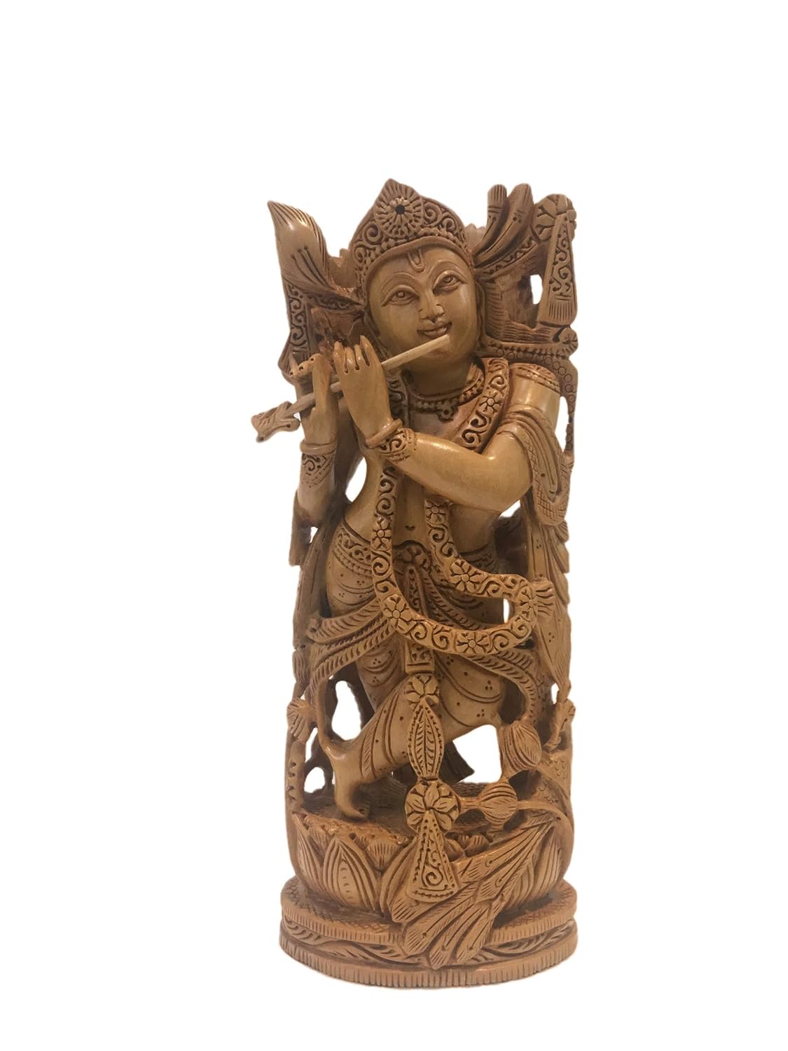 Krishna statue hand carved in wood 8 inches Lord Krishna