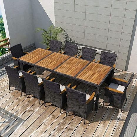 Tidyard 21 Teilige Set Garten Essgruppe Polyrattan Gartengruppe Gartengarnitur Garten Terrasse Sitzgruppe Inkl 1 Tisch Mit Akazienholz Tischplatte 10 Stuhle Und 10 Sitzpolster Amazon De Kuche Haushalt