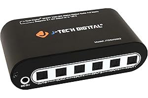 J-Tech Digital Premium Quality SPDIF TOSLINK Digital Optical Audio 4x2 Matrix (Four Inputs Two Outputs)