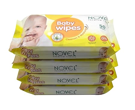 Novel Baby Wipes 50 Sheets Pack of 4
