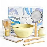 Matcha Whisk Set (7 pcs), Japanese Matcha Kit with Ceramic Bowl, Bamboo Chasen Whisk, Scoop, Sifter & Holder | Complete Starter Set for Beginners | Mother‘s Day, Father’s Day, Housewarming Gift