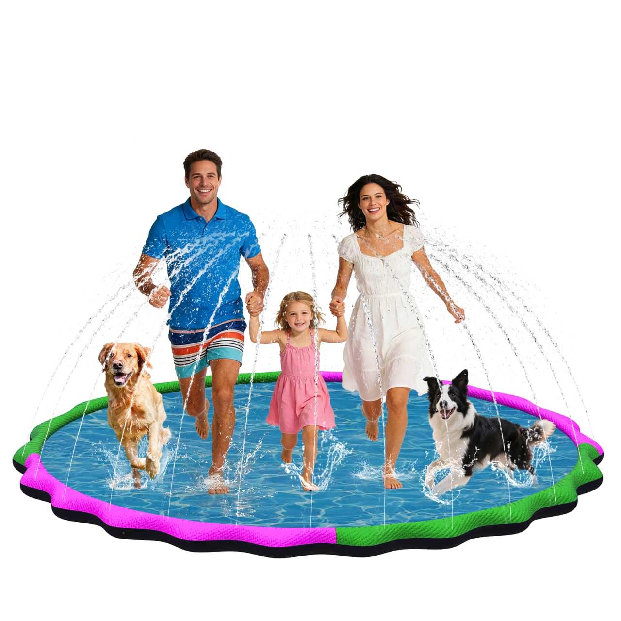 Glowpoint 87” Large Non-Slip Splash Pad for Kids & Dogs, Round Outdoor Water Sprinkler Pad, 0.5mm Thickened Tear-Resistant PVC, Kids Water Toy & Dog Pool for Backyard Family Fun