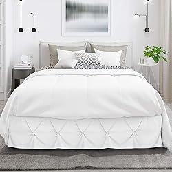 Nestl White Bed Skirt King Size, Pinch Pleat King