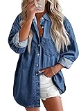Astylish Women's Western Denim Shacket V Neck
