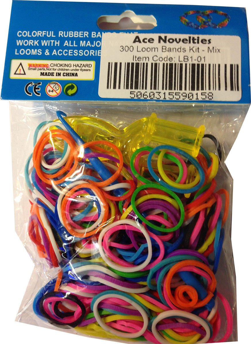 Ace Novelties300 Loom Bands Kit with Hook Tool, Y Tool & 12 S Clips (Mix)