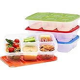 Bentgo Easyboxes - Reusable 5-Compartment Food Containers, Stackable 8-Piece Set, 4 Trays & 4 Lids, BPA-Free Food Storage for