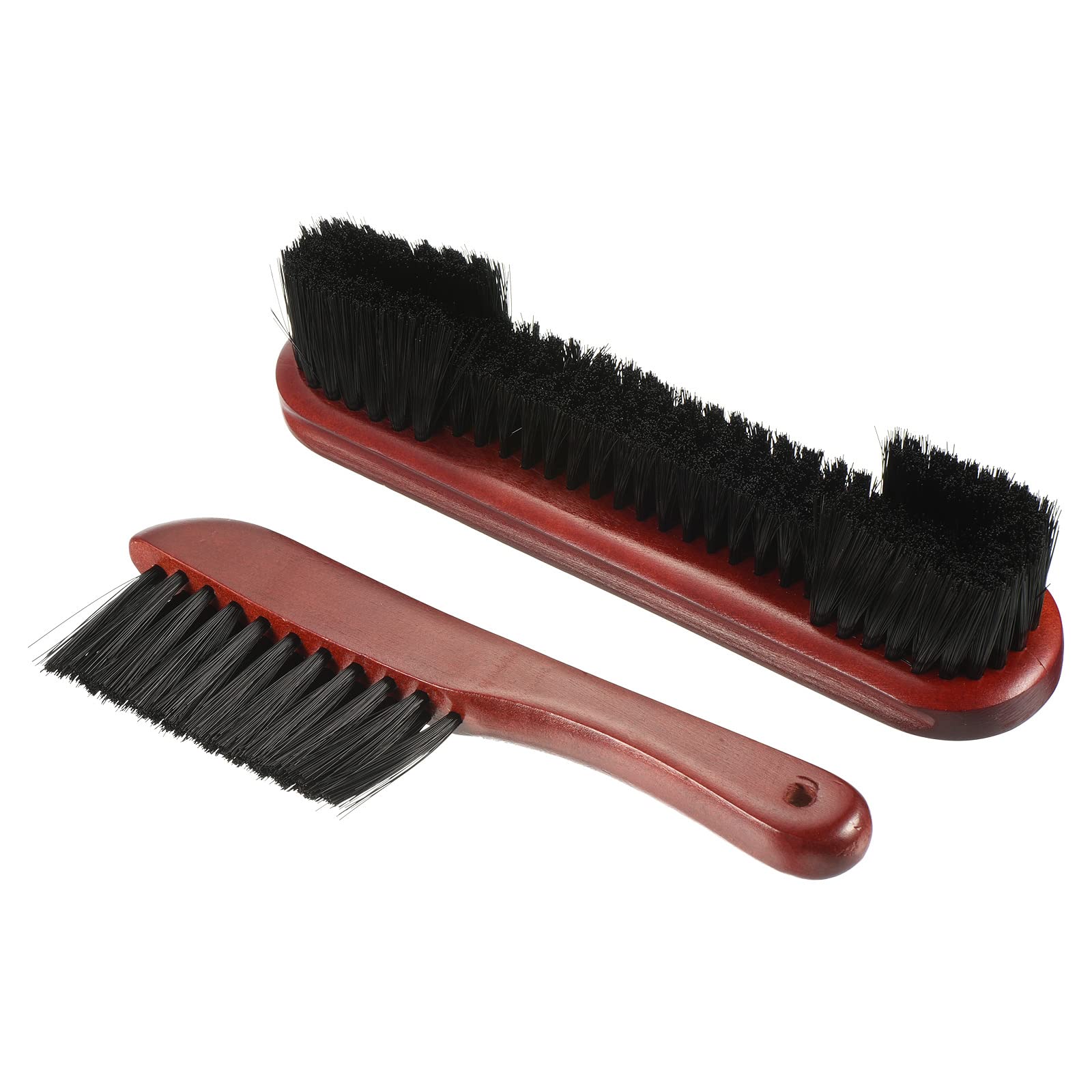 PATIKIL Billiard Pool Table Rail Brush Set, 2-in-1 Pool Table Cleaning Brush Kit, Wooden Handle, Nylon Bristles, Burgundy