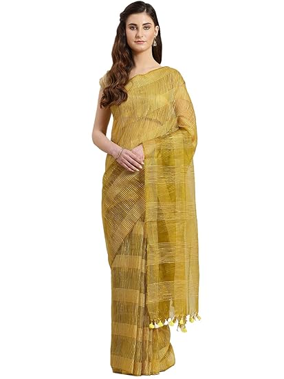 Womens Linen Handwoven Saree and Blouse (ALBGSA0014)