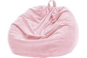 Nobildonna 3 ft Bean Bag Chair Cover (No Filler) 35"×43" Large Stuffed Animal Storage Bean Bag Washable Big Beanbag Chair Cover Premium Corduroy Stuffable Bean Bag Cover for Adults,Kids,Pink 300L