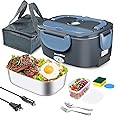 Dosevita Electric Lunch Box for Adults, 80W Heated Lunch Box, 1.5L Stainless Steel Container | 12V/24V (Car/Truck) & 110V (Office/Home) | with Fork&Spoon and Insulated Carry Bag