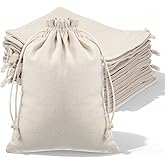IANFAN 30 Pcs Cotton Canvas Bags, 7x9 inches Cotton Drawstring Bags Reusable Produce Bag Washable Muslin Storage Bag Canvas Fabric Sachet Bulk for Vegetables Jewelry Party Wrapping DIY Home Supplies