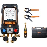 Testo 558s AC Manifold Gauge Set &ndash; HVAC Manifold Gauge Set with 2X 115i Pipe-Clamp Thermometer, 1 x 552i Vacuum Probe &ndash; with 4-Way Valve, USB-C - Bluetooth and App-Connection