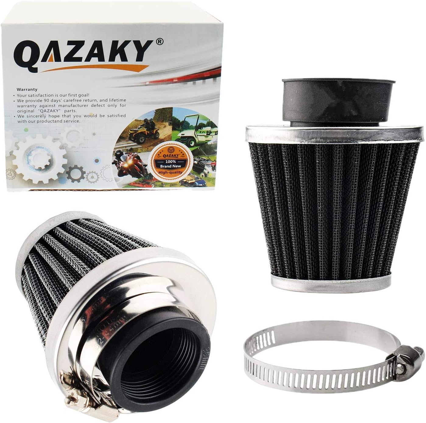 QAZAKY 2PC Universal 42mm 1.65" Air Filter Cleaner for 125cc 150cc 200cc 250cc GY6 Motorcycle ATV Scooter Quad Go Kart Moped Pit Dirt Racing Bike CB CG Kawasaki Yamaha Suzuki PZ24 PZ30 41mm 43mm