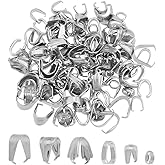 UNICRAFTALE 120Pcs 6 Styles Stainless Steel Pinch Clips Clasp Bail Snap On Bails Hook Pendant Clip Clasp Metal Connector Clasps Pendant Clasps for Neckalce Jewelry DIY Craft Making