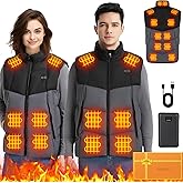 GYIPFIPA Heated Vest for Men,11-17 Heating Zones Rechargeable Heated Vest with 7.4v 16000mAh Battery for Outdoor Travel Etc