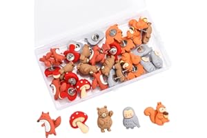 ACDESIGN Thumb Tacks 30Pcs Push Pins for Cork Board Bulletin Board(Multiple Animals)
