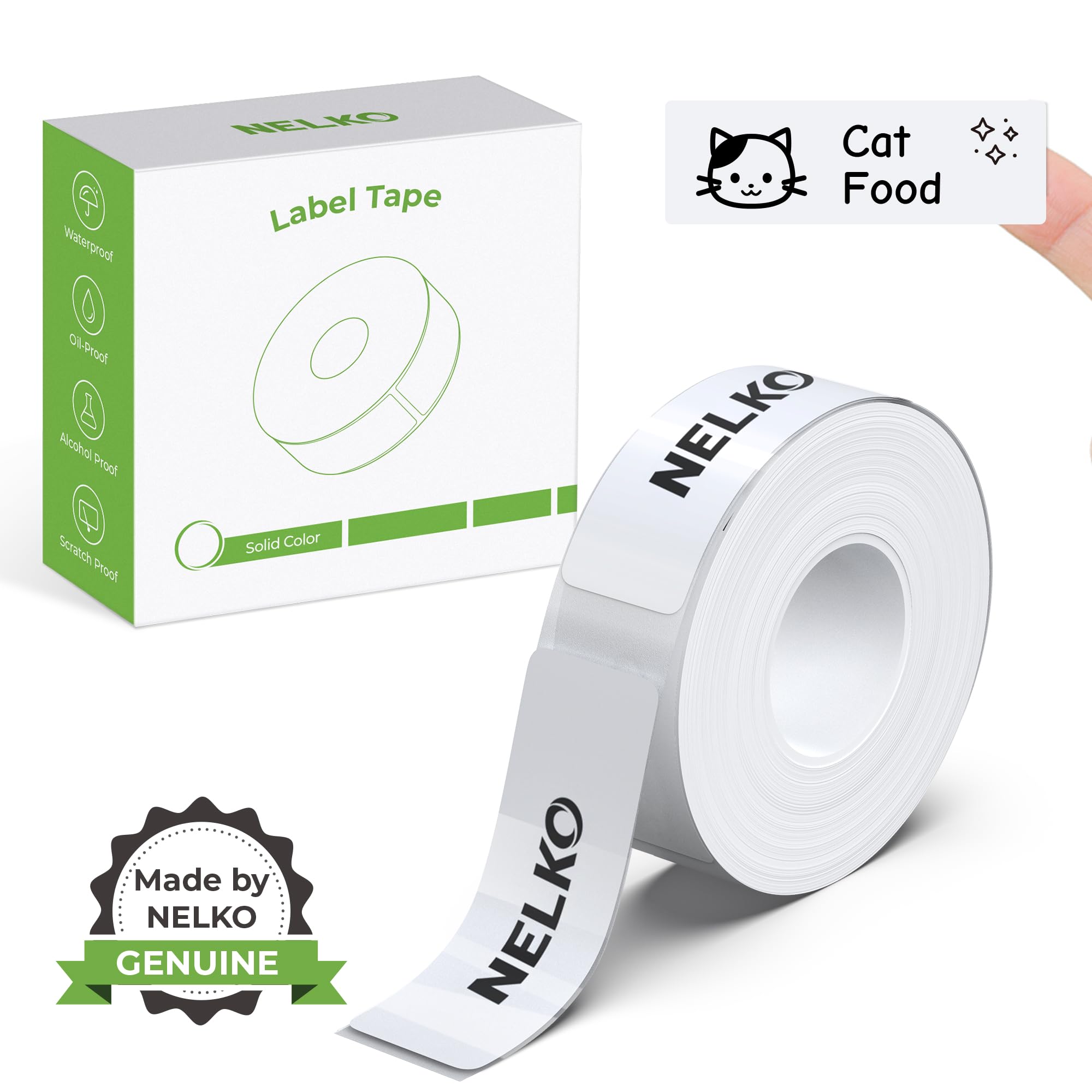 Nelko Genuine P21 Label Maker Tape, Adapted Label Print Paper, 14x75mm (0.55"x2.95"), 180 Labels/Roll, White