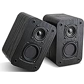 RIOWOIS Passive Bookshelf Speakers for Home Theater Surround Sound, Satellite Stereo Speakers with Crisper Sound and Classic Wood Grain for Record Player/Computer/TV, Wall Mountable, One Pair.