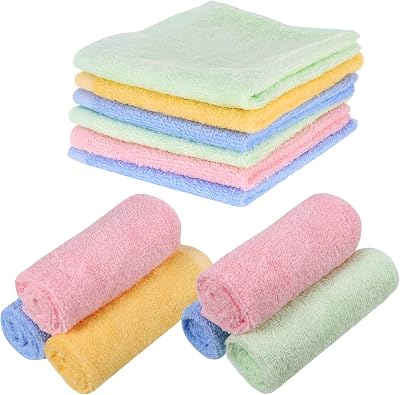 Friusate 6 Pcs Flannel Face Cloths Bamboo 25x25cm Reusable Baby Washcloths