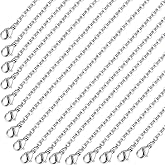 Stainless Steel Necklace Chain Bulk, 20 Pack Silver Plated DIY Cable Link Chains, Hypoallergenic, Jewelry Making Accessories (17+19 inches)