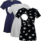 Bearsland Womens 3 Packs V Neck Nursing Tops Maternity Breastfeeding Tee Shirts