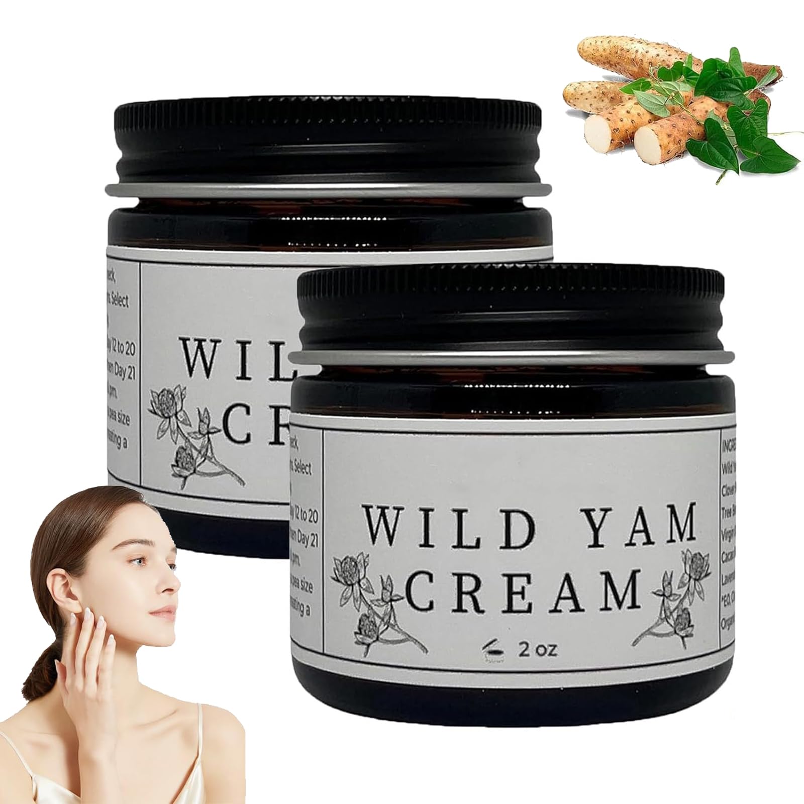 2PCS Wild Yam Skin Cream, Wild Yam Cream, 60ml Wild Yam Cream Organic for Natural Balance, Natural Relief for Menopause Dry Skin, Menopause Botanical Balancing Body Cream(60g/2 oz)