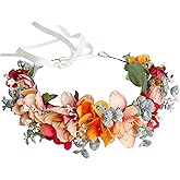 Brikuinr Wedding Floral Crown Flower Headband Floral Halo Flower Crown Bridal Party Cosplay Halloween Costume Photos