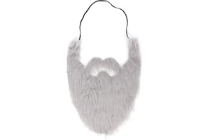 Grey Party Fake Beard, Plush Cloth Santa Beard Fake Grey Beard Halloween Fake Beards Fake Whisker for Party Cosplay Halloween