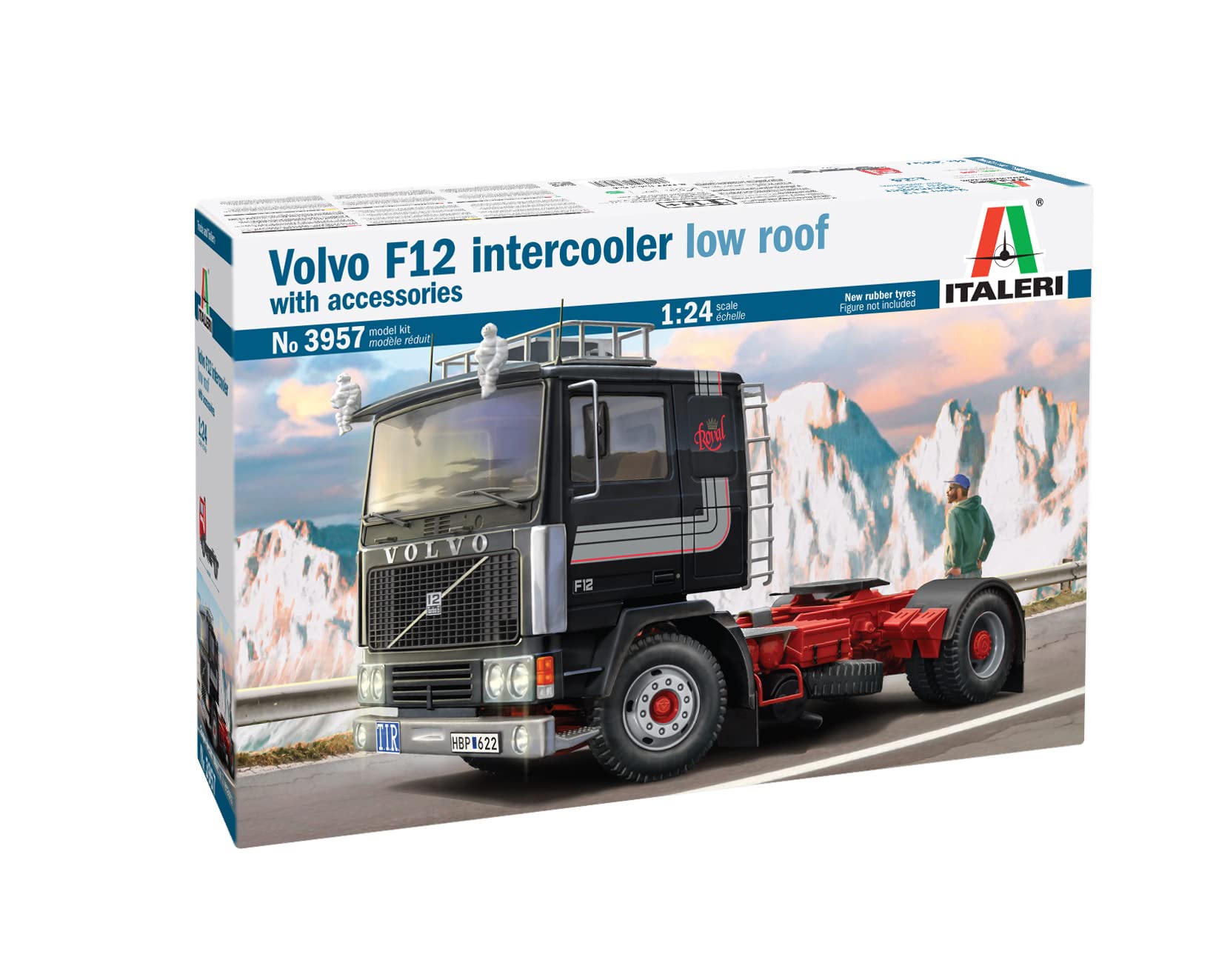 Italeri IT3957 3957S-1:24 Volvo F-12 Intercooler Low Roof Model Building Kit, Standing Model Building, Crafts, Hobby, Gluing, Plastic Kit, Detailed Unpainted, Multi-Coloured