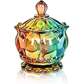 Joeyan 6 oz Colorful Embossed Glass Jars with Lid - Crystal Glass Candy Dishes - Iridescent Candy Jars Jewelry Box for Wedding, Party, Buffet Decorative