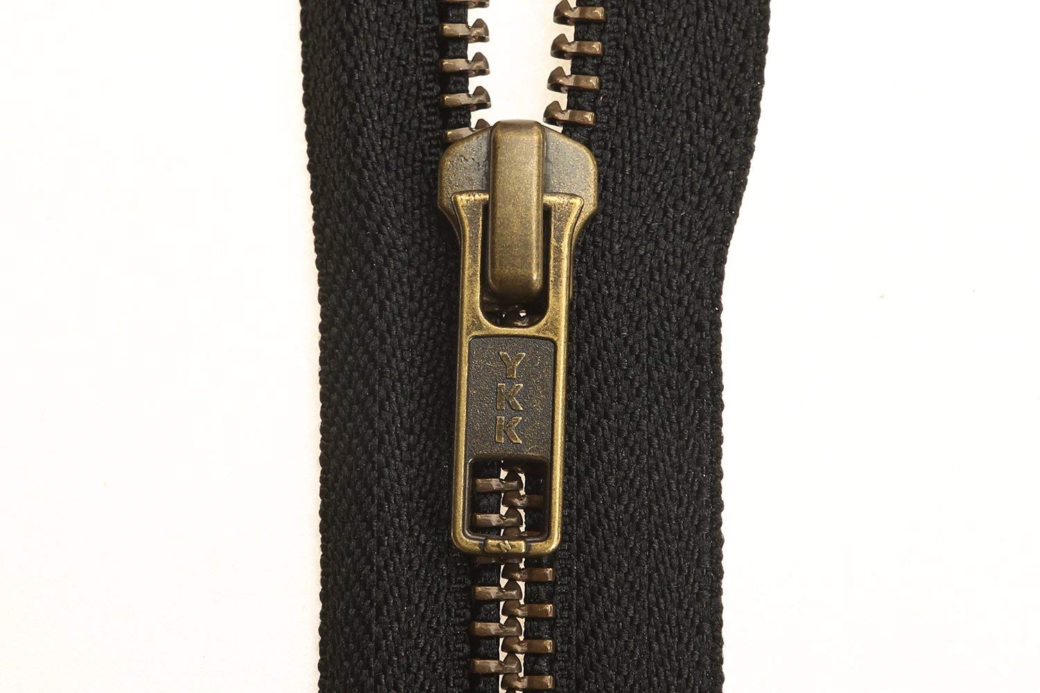 Open END Zip - Black Tape - Antique Metal Tooth/Finish - Heavy Duty - YKK - HD-3-6/7/8/9/11/16/17/18/19/20/21/22/23/24/25/26/27/28/29/30/31/32/33/34/35/36/37/38/39/40 INCH (19 INCH (48 cm))