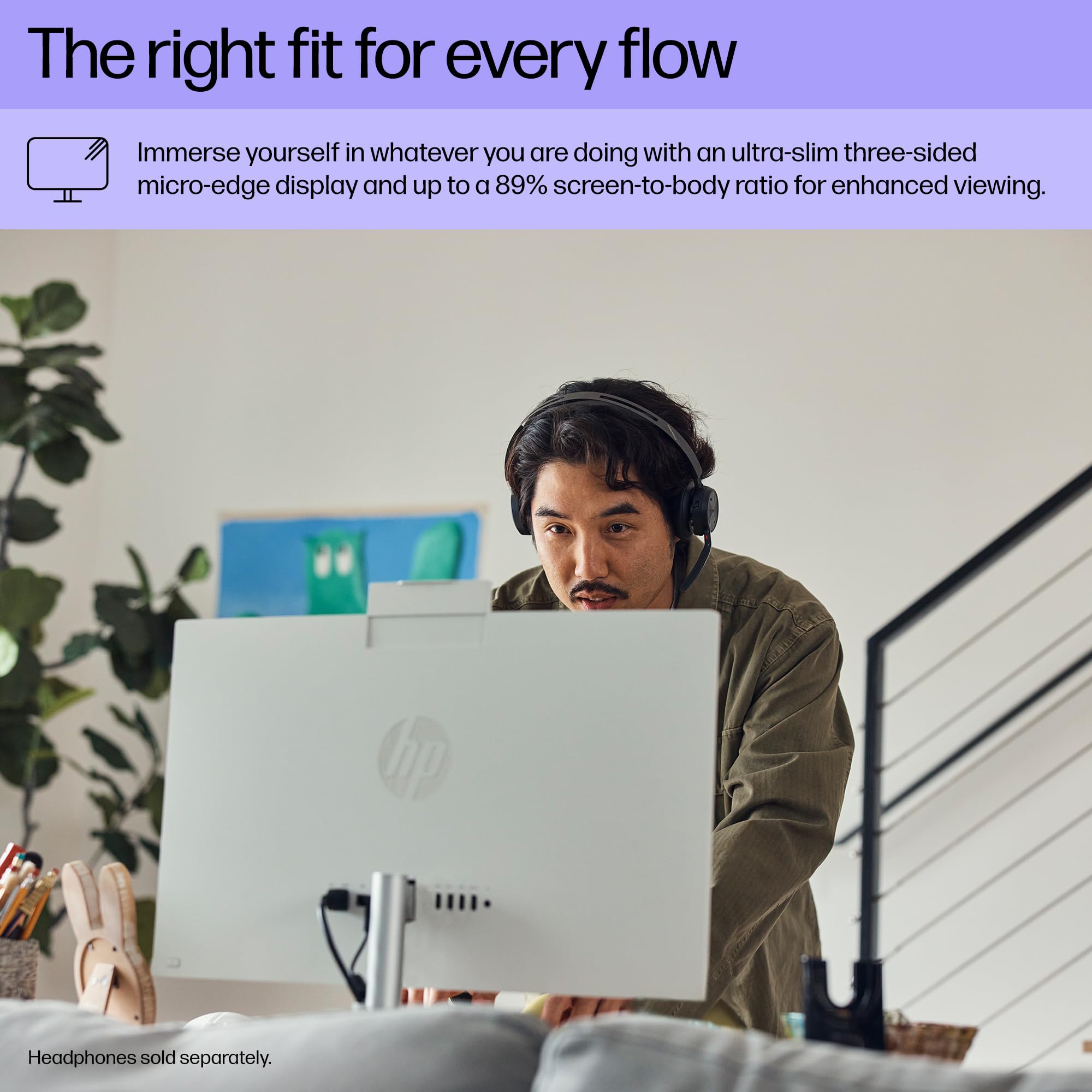 HP 24 inch All-in-One Desktop PC, FHD Display, AMD Ryzen 7 7730U, 16 GB RAM, 512 GB SSD, AMD Radeon Graphics, Windows 11 Home, 24-cr0032 (2024)