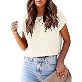 Saodimallsu Womens Cap Sleeve Crop Tops Summer Trendy Going Out Crew Neck Loose Knit Cropped Sweater Vest Tank Top