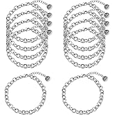 KYUNHOO 10 PCS Bracelet Chains for Jewelry Making 6.7 Inches Stainless Steel Oval Link Chain Bulk with Extender for Men Women DIY Bracelets Crafts