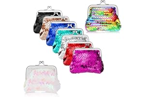 9 Pack Sequin Coin Purses with Kiss-Lock Mini Wallets Small Coin Pouches Bulk for Women Girl Party Favor