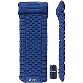 TurnWay Self Inflating Camping Sleeping Pad Foot Press Inflatable Pad Air Mattress with Pillow for Backpacking, Hiking, Campi