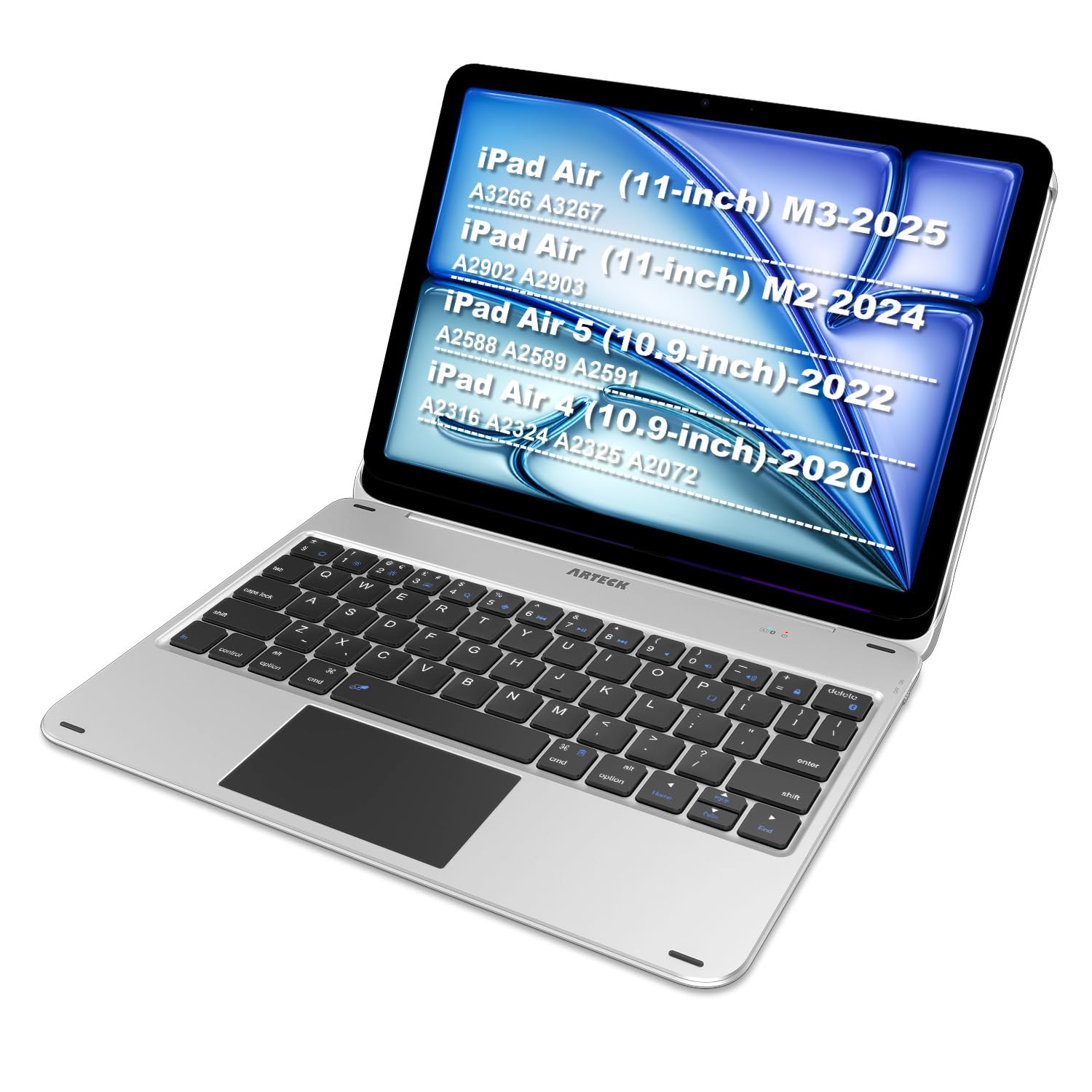 Arteck iPad Air 11-inch/Air 5th 4th Generation Keyboard Case with Trackpad, Bluetooth Keyboard with Folio Full Protection Case and Touchpad for Apple iPad Air 11” M3/M2 (2025/2024), Air 5/Air 4