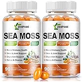 Organic Sea Moss Softgels with Black Seed Oil, Ashwagandha, Burdock, Turmeric, Elderberry, Omega 3 for Immune System, Skin, Joint, Energy, Gut Support 180-Count, 90 Days Supply