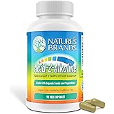 Nature’s Brands Acid-2-Alkaline Supplements for Energy, Digestion & Immunity - pH Balance & Detox Support with Turmeric, Bilberry, Barley Grass & Burdock - 90 Vegetarian Capsules